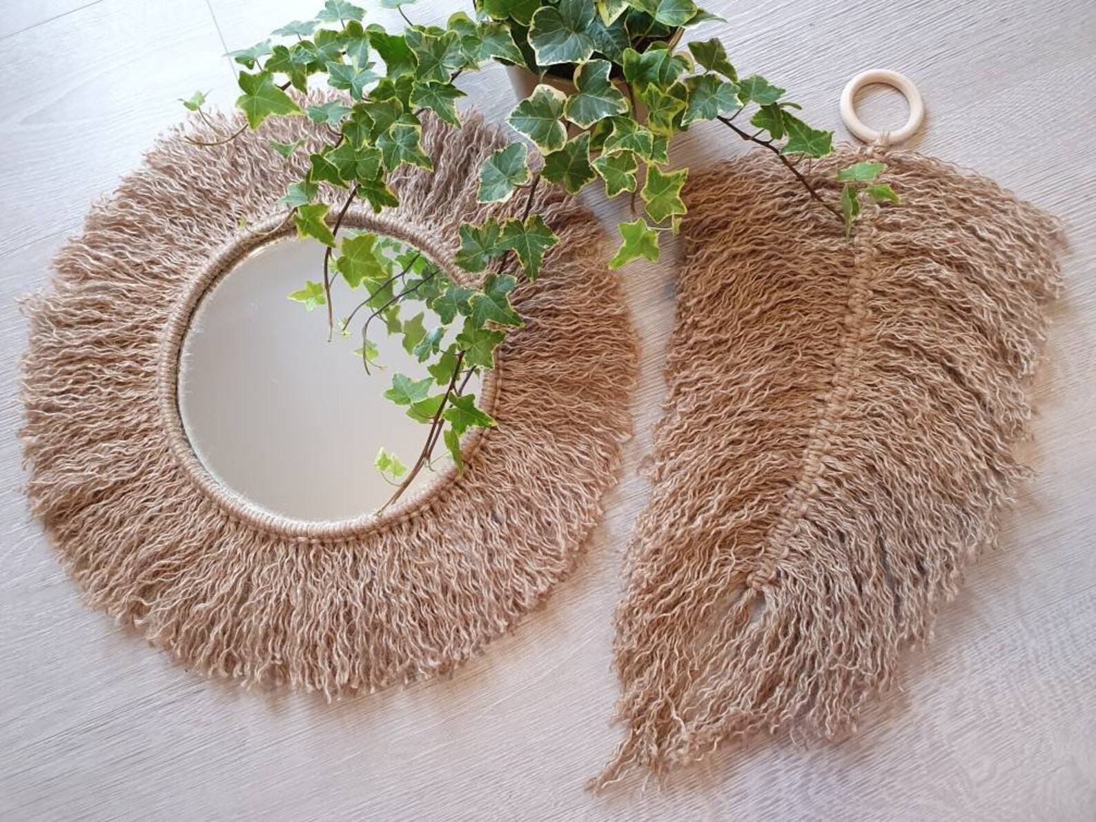 Decorative jute mirror/ jute decor/ rustic decor/ rustic Etsy