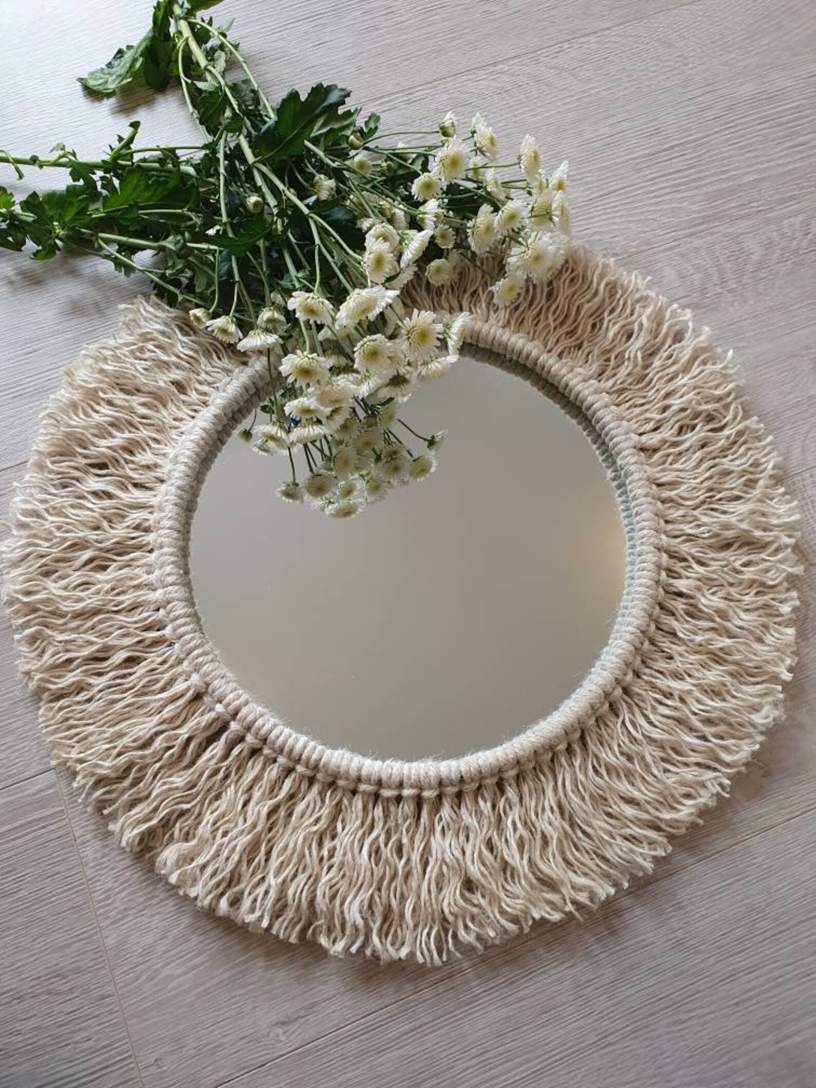 Decorative jute mirror/ jute decor/ rustic decor/ rustic | Etsy