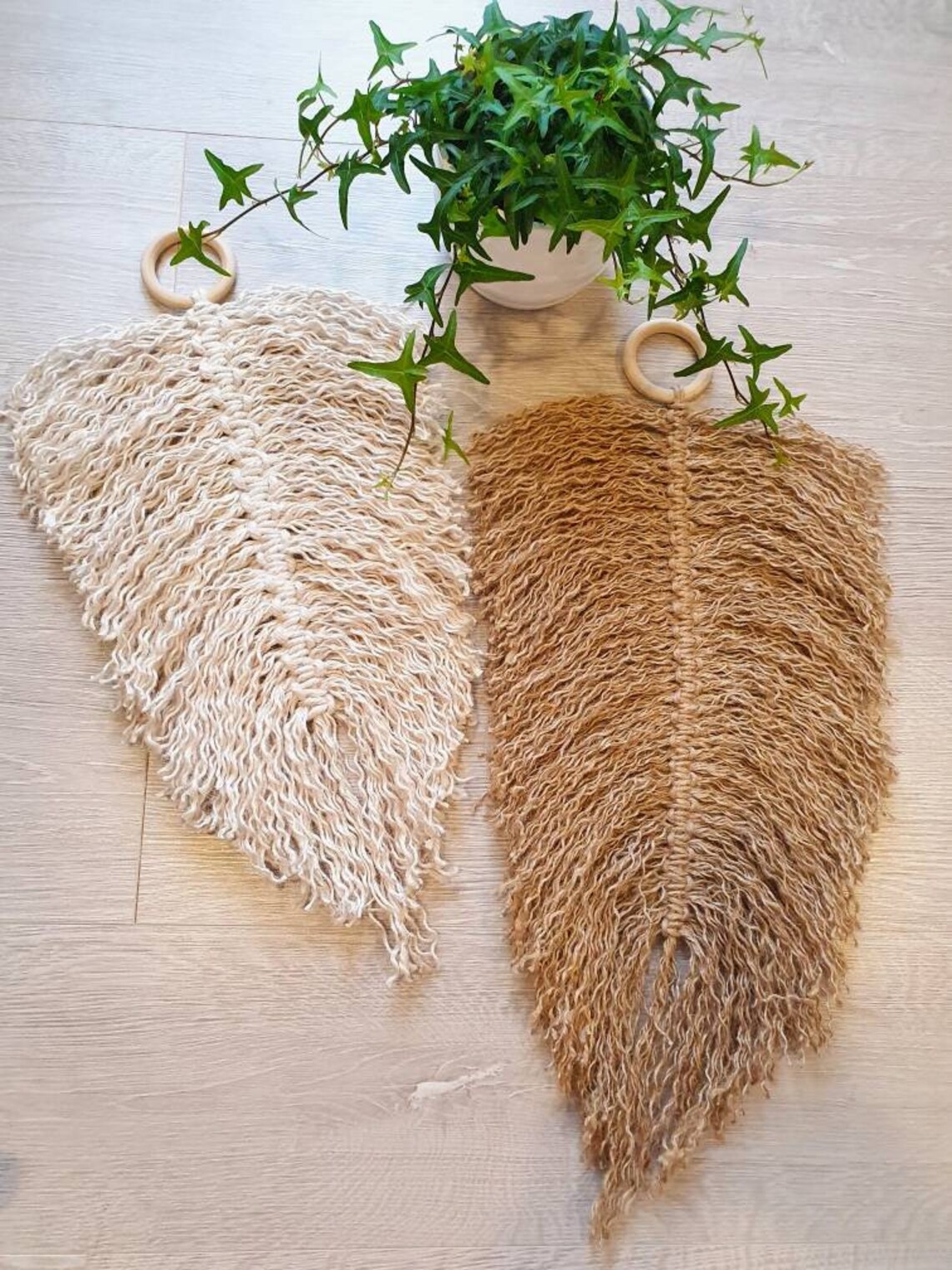 Jute leaf macrame wall hanging/rustic decor/boho decor/wall Etsy