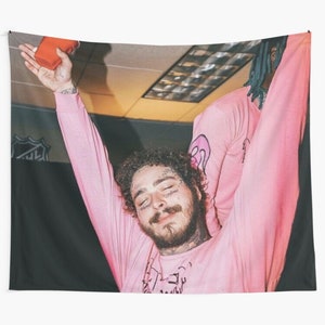 Post Malone - Pink Hand Cup Tapestries, Malone Wall Tapestry, Post Pink Wall Hanging