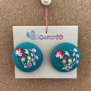 Handmade embroidered flowers earrings,Globe amaranth