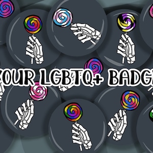 Skeletal hand badge in the colors of LGBT (gay/lesbian/trans/bi/pan/asexual/agender/non-binary) flags