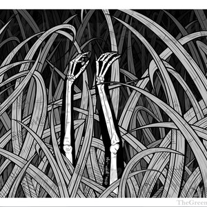Art Print - Illustrations de mains squelettiques dans les herbes - Format de carte postale - Format A4 - Affiche murale