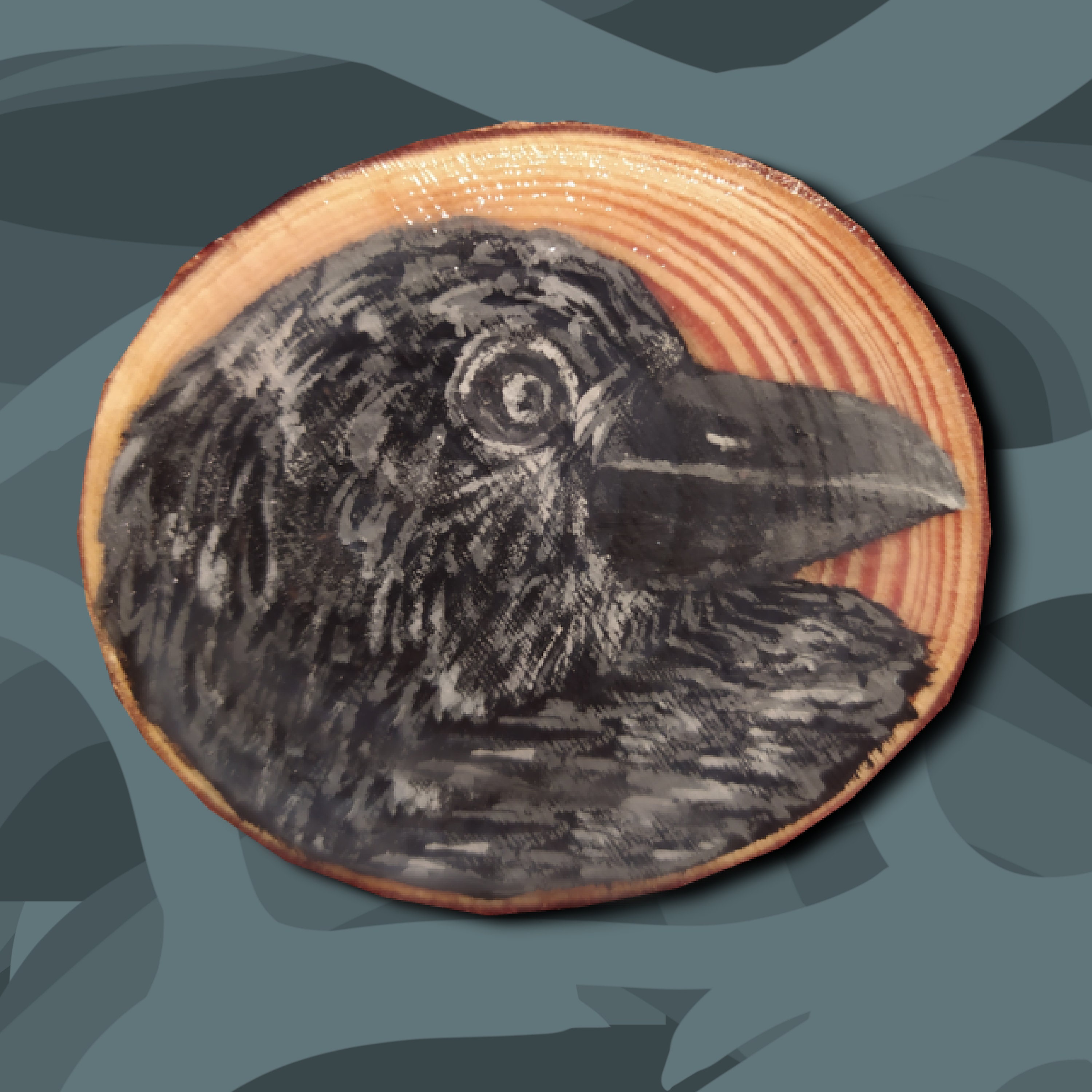 Dessous de Verre - Peinture Corbeau/Oiseau