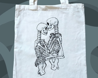 Tote bag - Canvas bag - Illustration of entwined skeletons