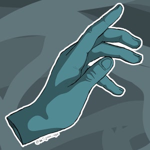 Sticker en forme de main bleue