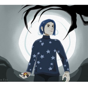 Carte postale - Art print - Fanart - Inspiré du film Coraline - Format A4 - Affiche murale