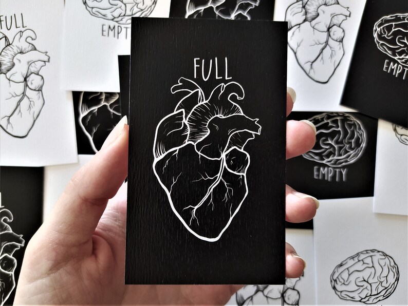 Art Print Full Heart Illustrations Empty Brain Postcard Size A4 Size Wall Poster image 5
