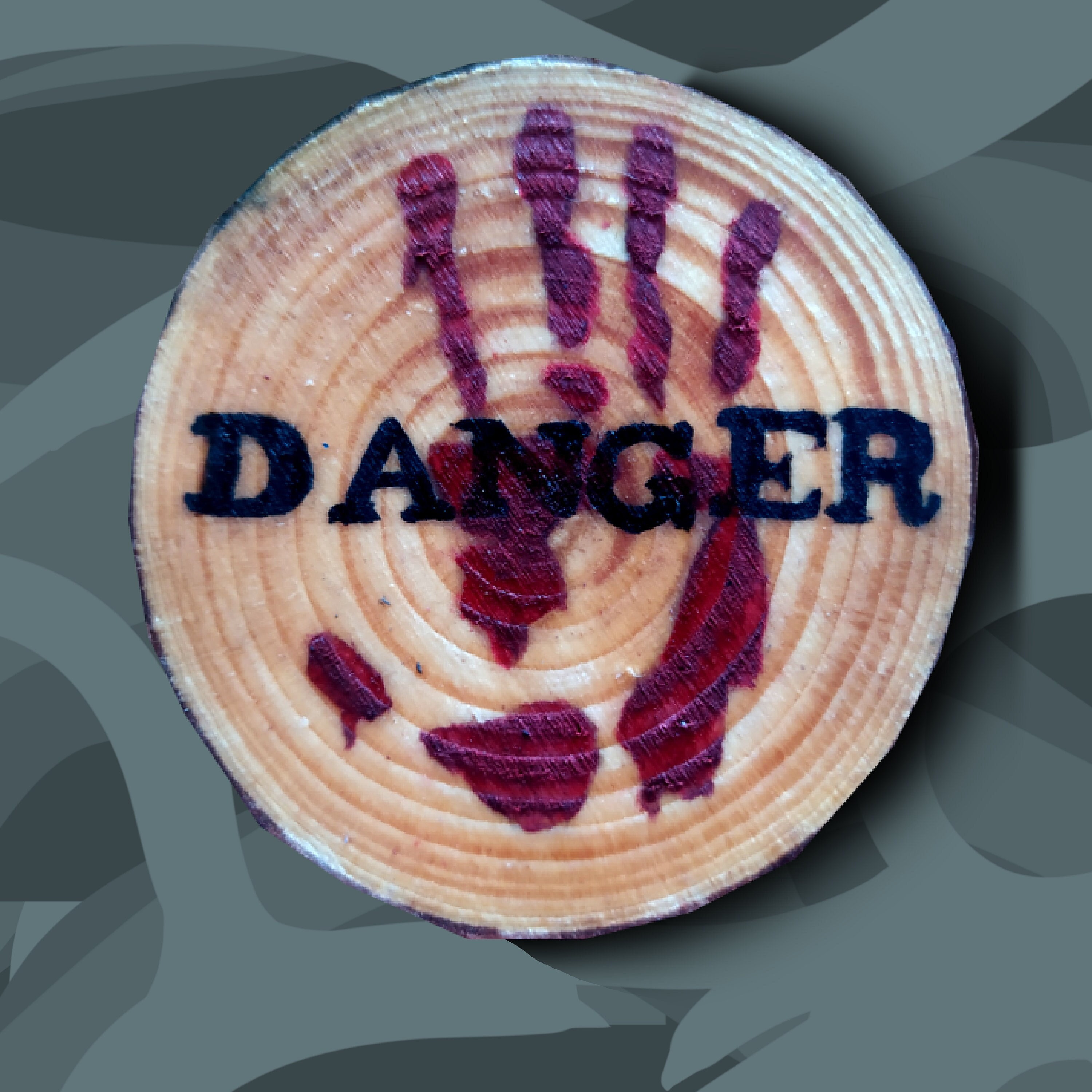 Dessous de Verre - Peinture Danger/Main Ensanglantée
