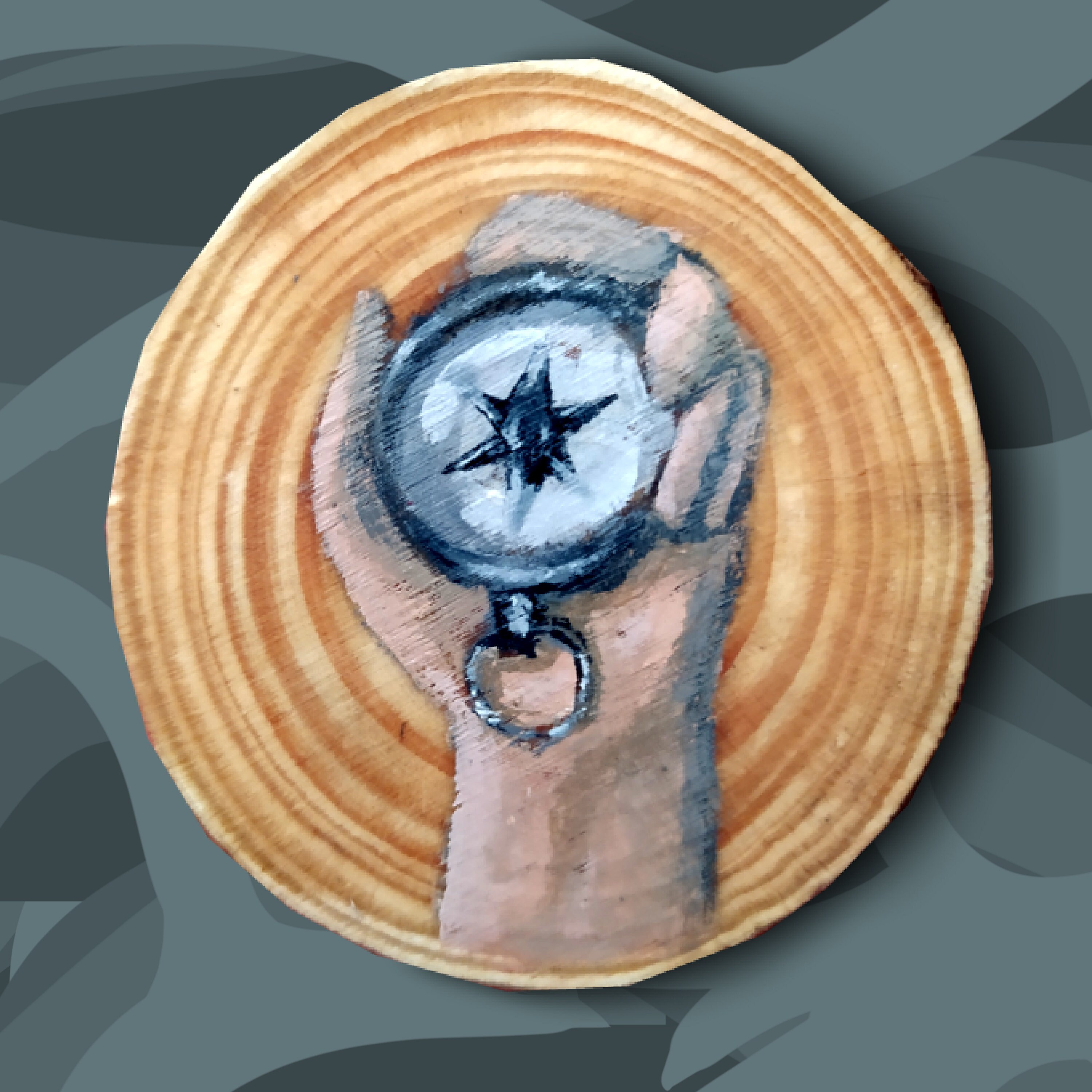 Dessous de Verre - Peinture Main/Boussole