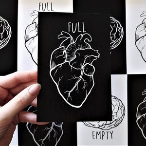 Art Print Full Heart Illustrations Empty Brain Postcard Size A4 Size Wall Poster image 4