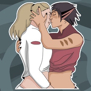 Catra und Adora küssen She-ra-Fanart-Aufkleber