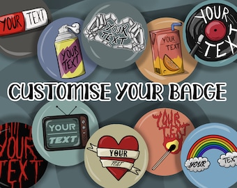 Customizable button badges - Customizable - 20 designs - 20 illustrations - 20 drawings