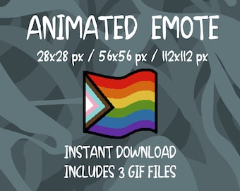 Animated emote - pixel style emoticon - For live video commentary Twitch - Discord - YouTube - LGBT flag Progress Pride Flag