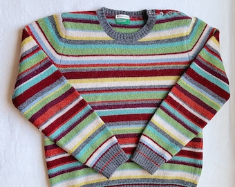 REIMAGINE 6-8 Years / Benetton Striped Felted Lambswool Sweater