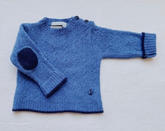 REIMAGINE 6-12 Months / JoJo Mama Bebe Peacock Blue Lambswool Sweater