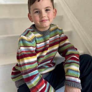 REIMAGINE 6-8 Years / Benetton Striped Felted Lambswool Sweater