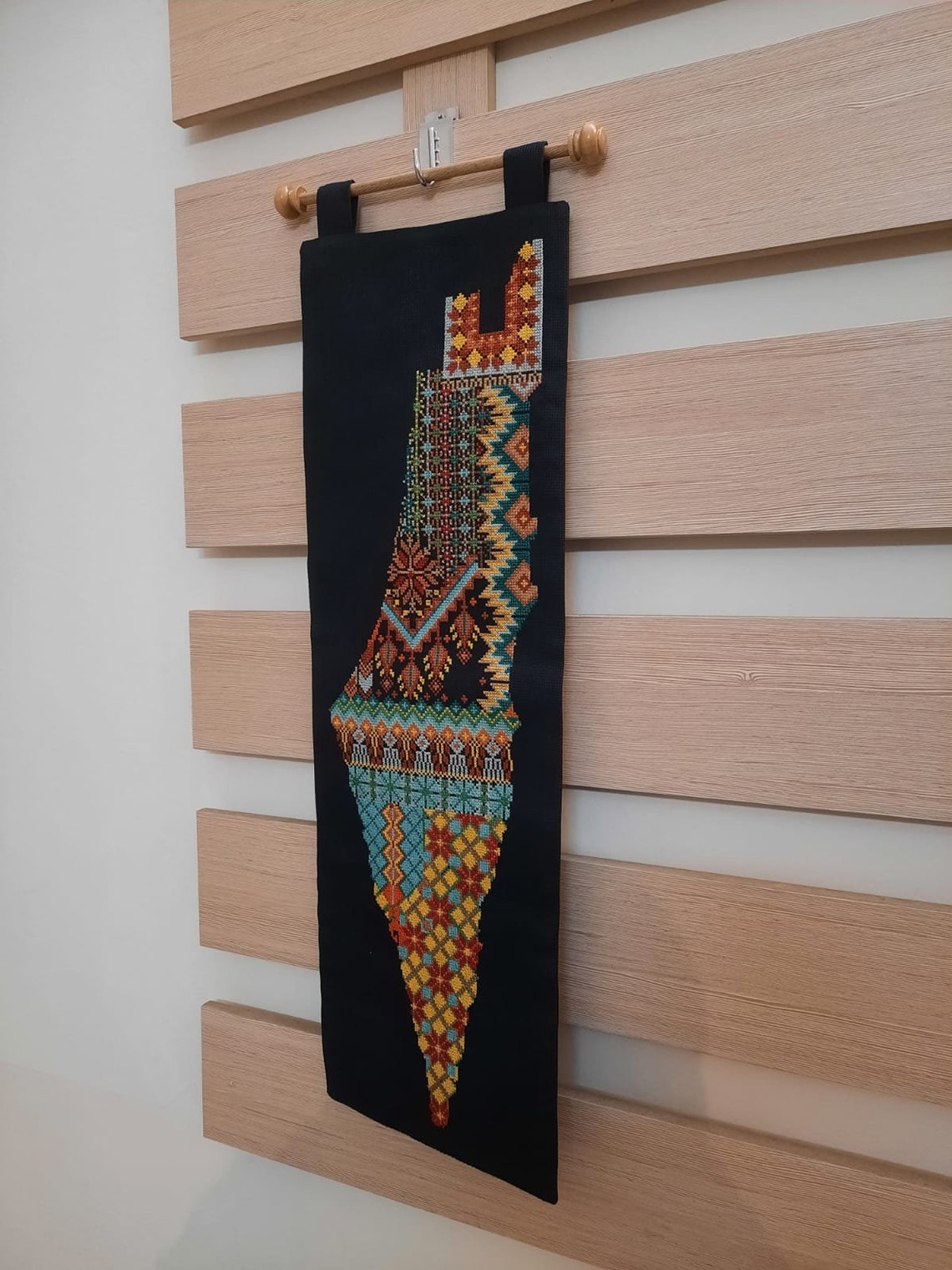 Palestinian Embroidered Wall Hanging map of Palestine Etsy