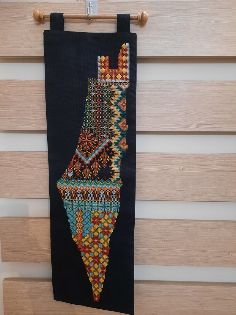 Palestinian Embroidered Wall Hanging map of Palestine Etsy
