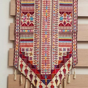 Palestinian embroidered wall hanging | Palestinian decor | wall hanging | wall decor | Tatreez Wall Art | Cross Stitches Design
