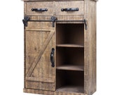 Classic American Handmade Country Style Single Barn Door With 2 Drawers Vintage Wooden Cabinets