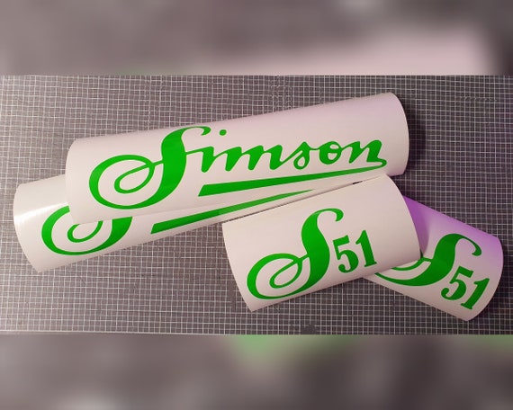 Simson S51 Set of 4 Poison Green Lettering Sticker Old Lettering