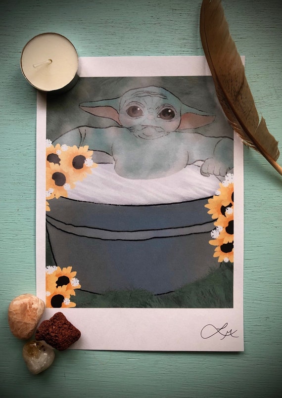 Baby Yoda Bath Time Print Etsy