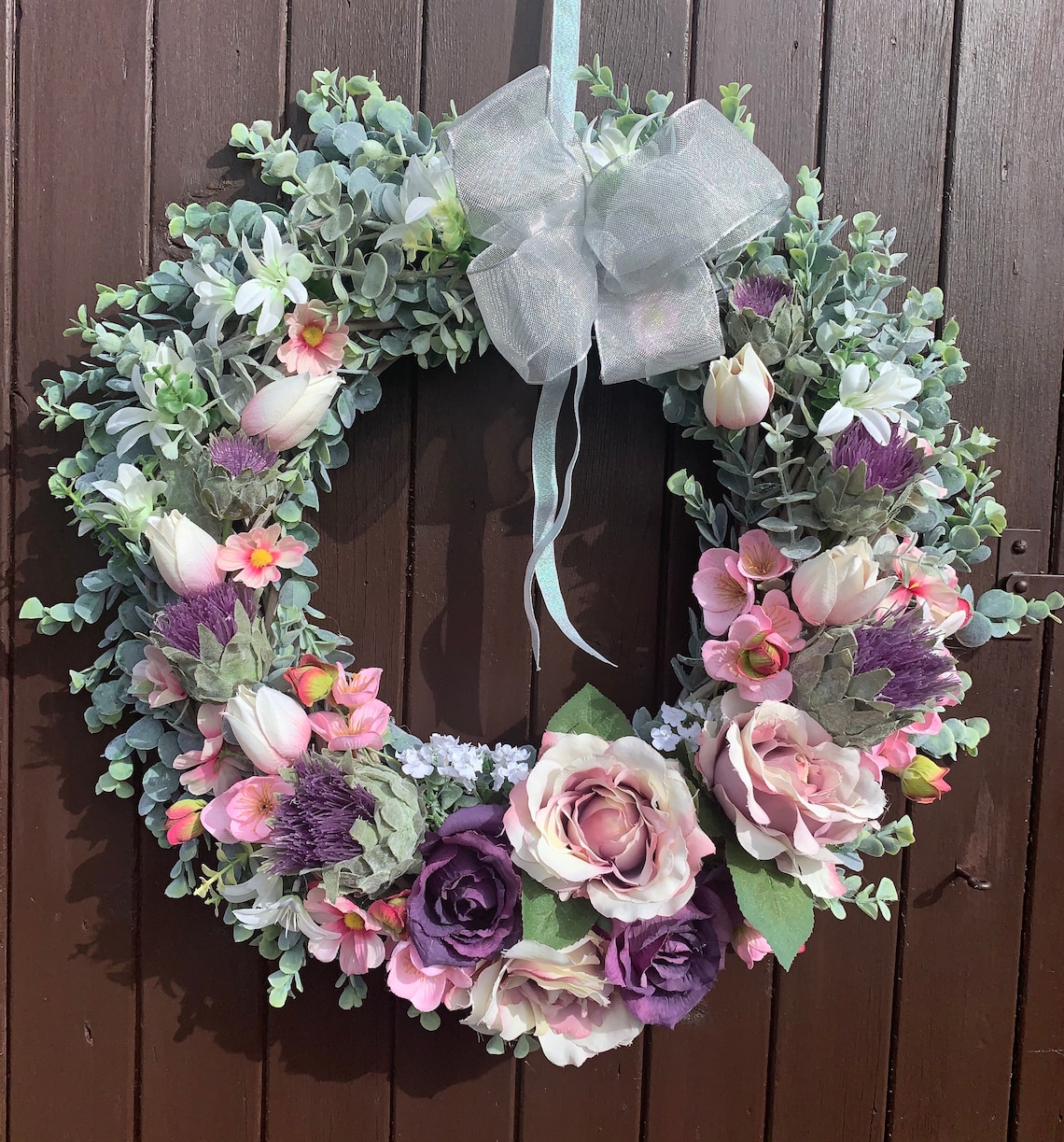 Large 50cm Luxury Faux Flower Spring Door Wreath Eleri | Etsy