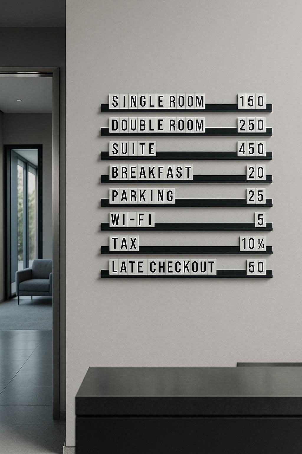 Interchangeable Cafe Menu Letter Board: Sliding Track System, Bold