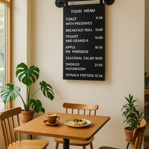 Metal Wall Mounted Menu Board: Magnetic Cafe Price List (50x88 cm)