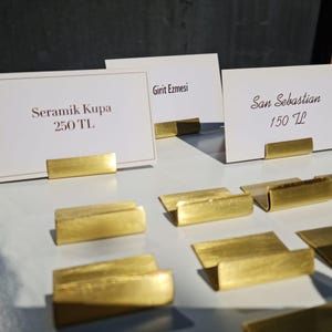 Placa de balcão para porta-cartões - Conjunto de 20 - Etiqueta de preço de metal trocável - Etiqueta de alimentos de mesa - Placa de balcão - Placa de exposição de padaria