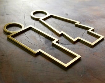 Pittogramma WC per porta del bagno, freccia con simbolo disabili e altro ancora per indicazioni stradali - Acciaio inossidabile placcato oro