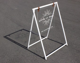 A Frame Sidewalk Sign Flying Logo On Clear Acrylic