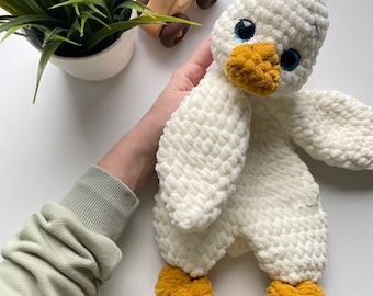 Crochet PATTERN ONLY. Amigurumi Duck Baby comforter. Duck Lovey. Plush toy Snuggler. Stuffed animal with hollow body tutorial. PDF download.