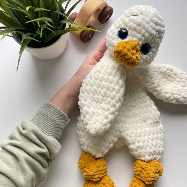 Crochet PATTERN ONLY. Amigurumi Duck Baby comforter. Duck Lovey. Plush toy Snuggler. Stuffed animal with hollow body tutorial. PDF download.