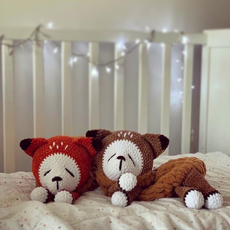 Big Crochet Stuffed Fox as Pajama Holder for Baby Child or Etsy
