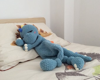 Soft and Cuddly Dinosaur Snuggler. Plush Lovey. Crochet Bohasaurus. Dino Security Blanket. Stuffed Animal as a neutral first Easter gift