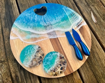 Ocean Heart Cheese Board, Personalized Laser Engraving, House Warming Gift, Valentines Day Gift