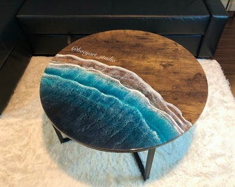 Made-to-Order, Ocean Coffee Table, Ocean Table, Home Decoration, Engineering wood