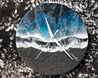 Ocean Clock, Handmade Resin Clock, Beach Clocks, House Warming Gift, Thanksgivings Gift