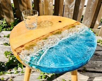 Large 20” Ocean End Table, Ocean Coffee Table, Made to Order