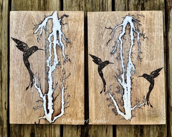 Hummingbird Lichtenberg Characuterie Board, Hummingbirds Cheese Board,Made-to-Order