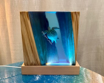 Ocean Light, Handmade Resin Table Light, Turtle Light, House Warming Gift