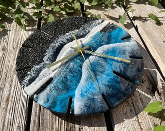 12” Ocean Clock, Handmade Resin Clock, Beach Clocks, House Warming Gift, Made to order