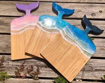 Ocean Fish Tail Serving Board, Personalized Laser Engraving, Made-to-Order