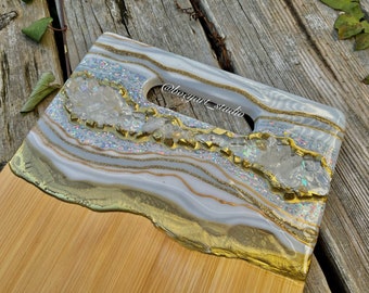 Quartz Crystal Serving Board, Geode Cheese Board, Personalized Engraving, House Warming Gift