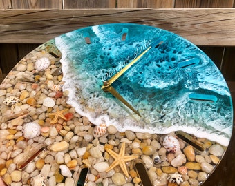 Beach Clock, Honolulu Ocean Clock, Made to Order Resin Clock, House Warming Gift