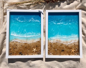 9”x12” Ocean Wall Art, 3D Ocean Resin Art, Handmade Beach Painting