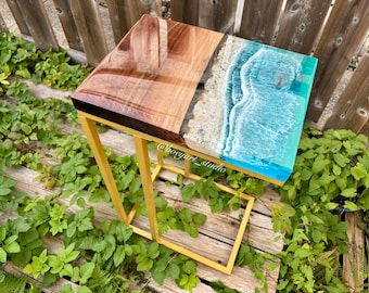 Ocean Dolphin End Table, Made to Order, Nightstand, Coffee Table, Home Decoration, Resin Ocean Table