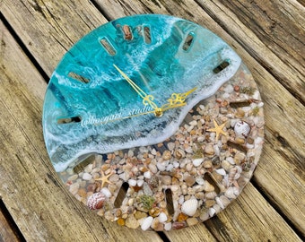 Ocean Clock, Made to Order Resin Clock, Beach Clocks, House Warming Gift, Octopus Clock